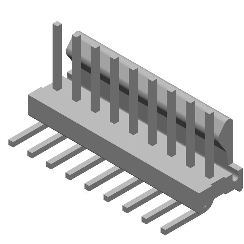 9 Pos 2.54mm RA Solder Header, 5A, Gold Contact, Male