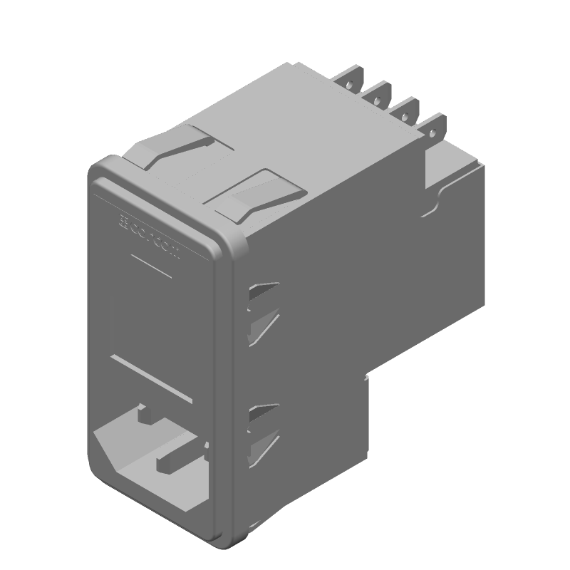 3A 3 Pos Male Power Connector, Shielded, Snap-in, Solder