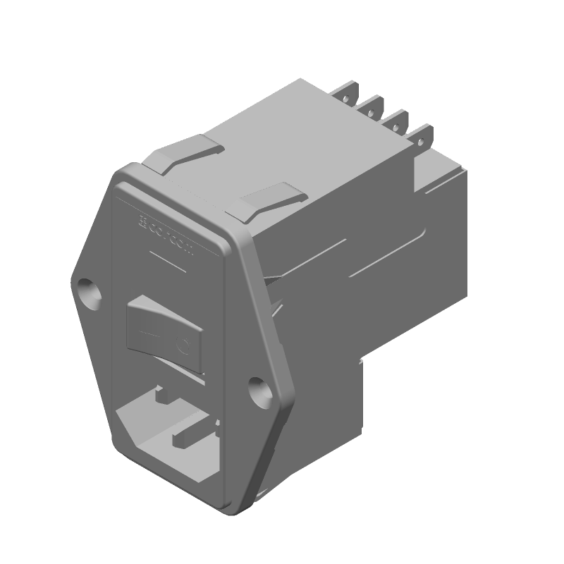 3 Pos Male Power Connector, 10A, 250V AC, Shielded, Panel Mount
