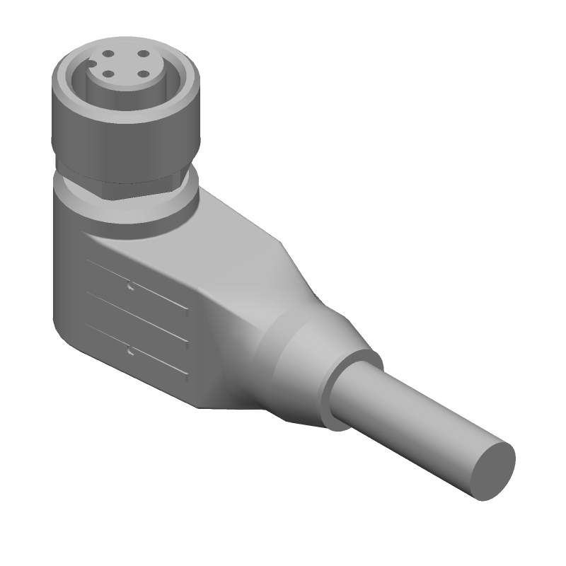 M12 4-Pos Receptacle, 4A, 60V, IP65, 5m 22AWG PVC Pigtail