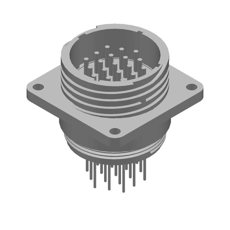 19 Pos Circular Connector, 13A, Gold, Panel Mount, UL94 V-0