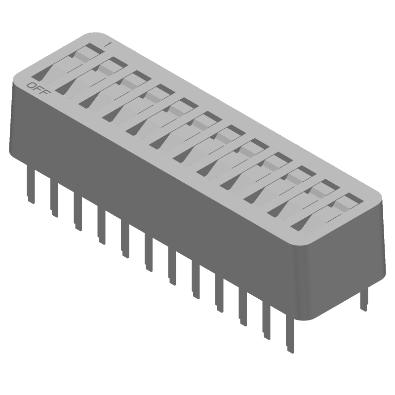 12 Pos SPST Rotary DIP Switch, 1A 40VDC, Gold Contacts, Thru-Hole