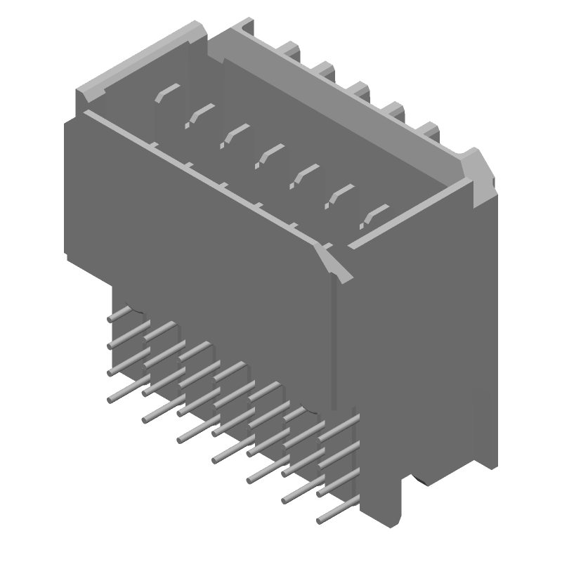 7 Pos Backplane Connector, 10A, 3mm Pitch, Press-Fit RA
