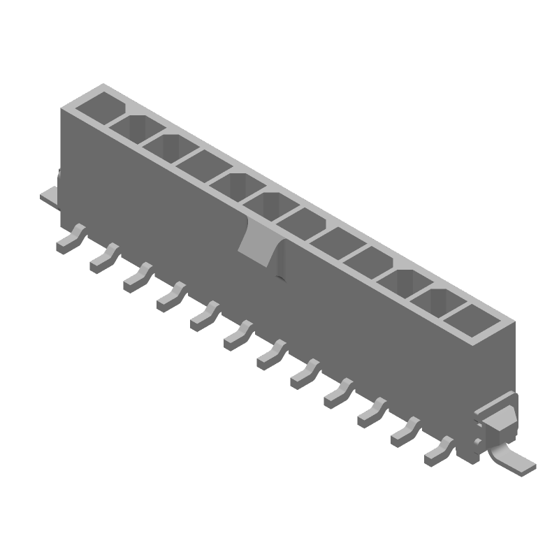 Power Connector, 12 Pos, 5A, 250V, Gold, SMD