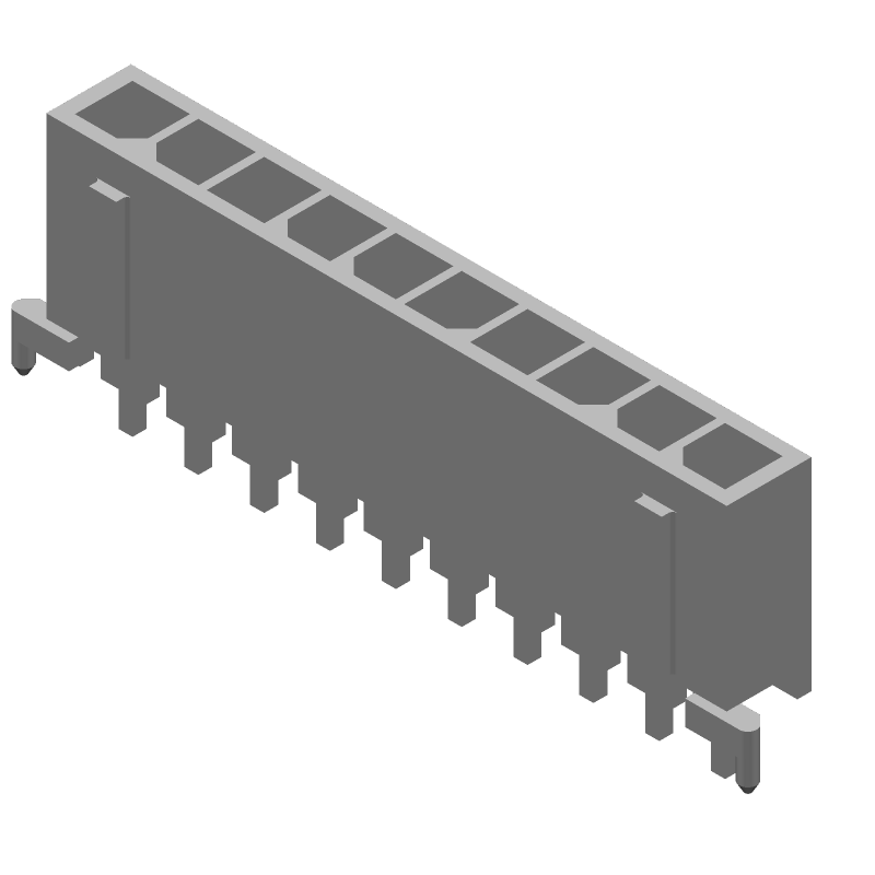 10 Pos Wire-to-Board Header, 5A, Gold/Tin, Through Hole, Black