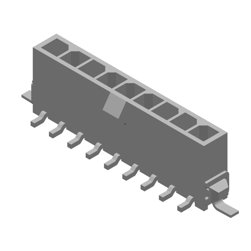 9 Pos Power Connector, 5A, 250V, Gold, SMD, Straight