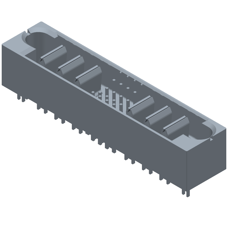 6P/16S Board-to-Board Header Receptacle, 42A, Press-Fit, Thru-Hole