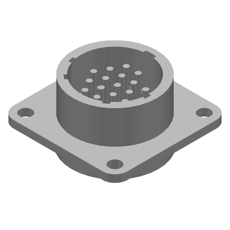 Circular Connector, 16 Pos, 13A, 250V, Male, Panel Mount