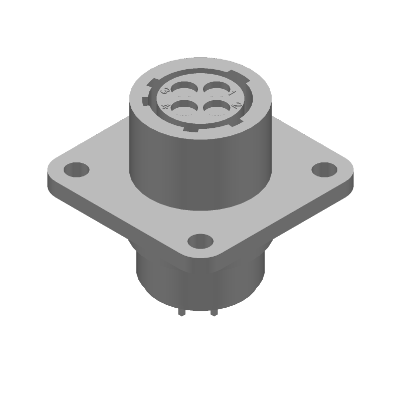 4 Pos Circular Receptacle, CPC, 600V, Gold, Black