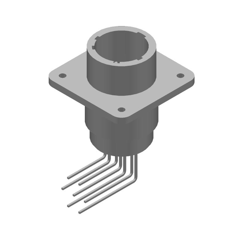 7 Pos Circular Connector, Solder RA, 13A, 250V, Gold Contacts