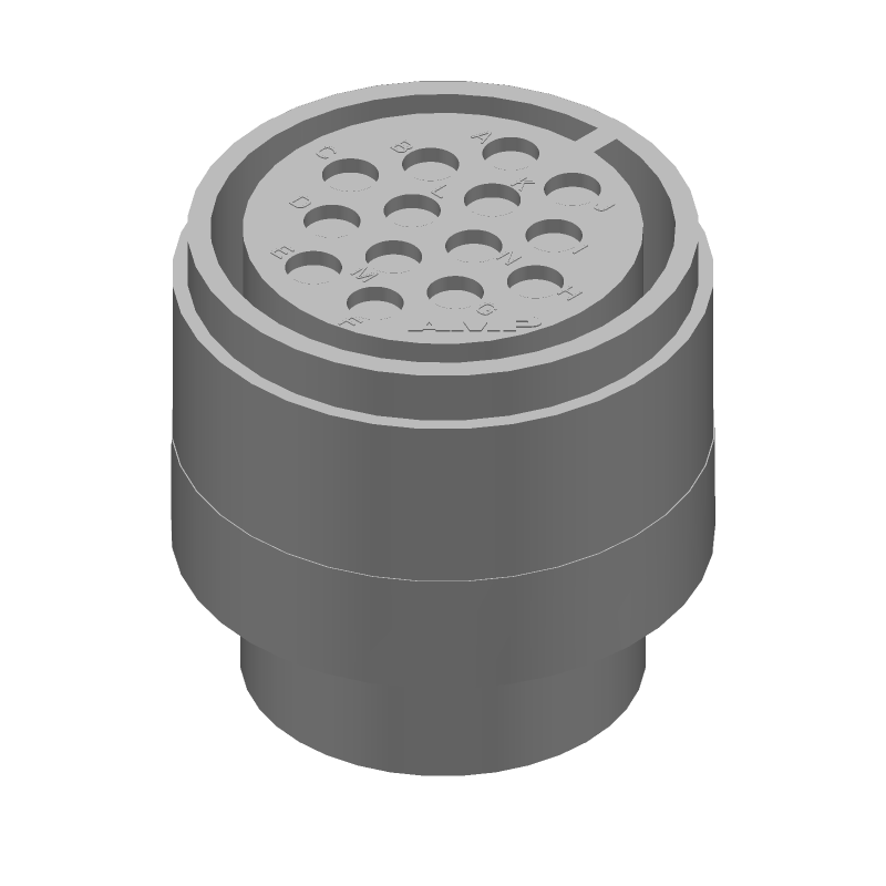 MIL-C-5015 Circular Receptacle, 14 Pos, Crimp, Straight, Black