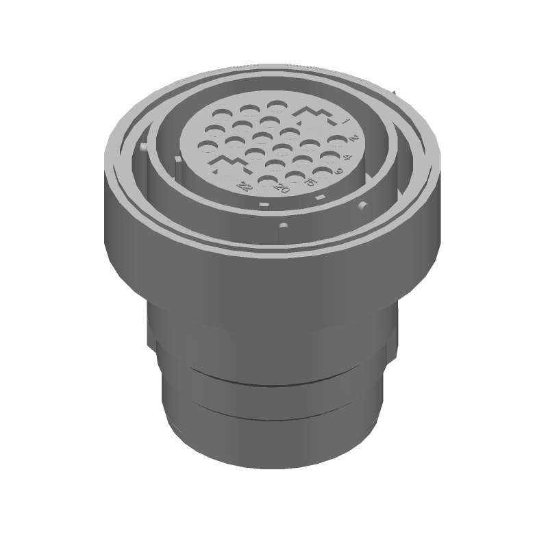 22 Pos Female Crimp Circular Connector, 600V, -55 to 125°C, Shell Size 28