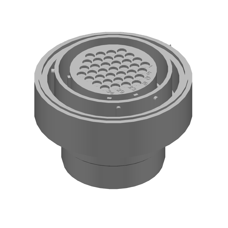 37 Pos Female Crimp Circular Connector, Black, IP65, 125°C