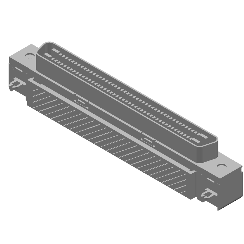 200 Pos SCSI Connector, Male, RA, Solder, 500mA, 500V