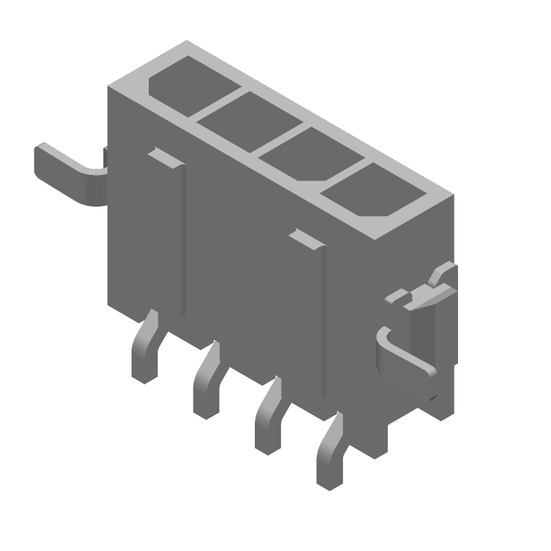 4 Pos Wire-to-Board Header, 5A, RA SMD, Tin