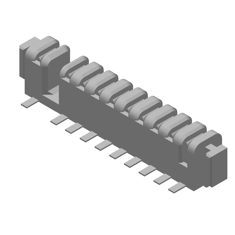 2.5mm Pitch 10 Pos Straight Header, Gold Plated Copper Alloy, SM