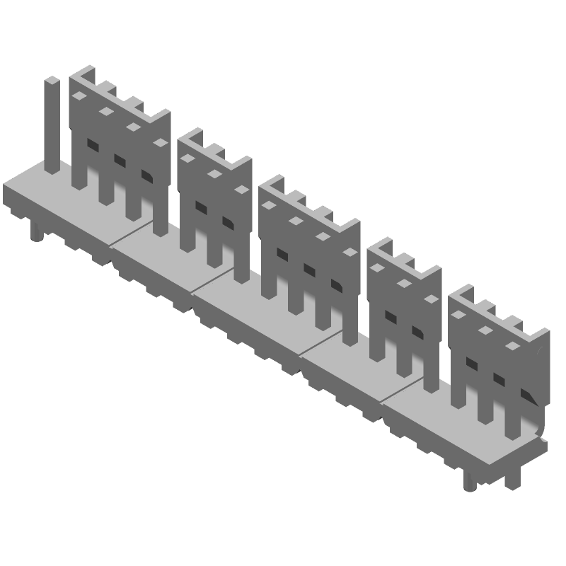 18 Pos Power Connector, 7A, 600V, Tin, Straight, Through Hole