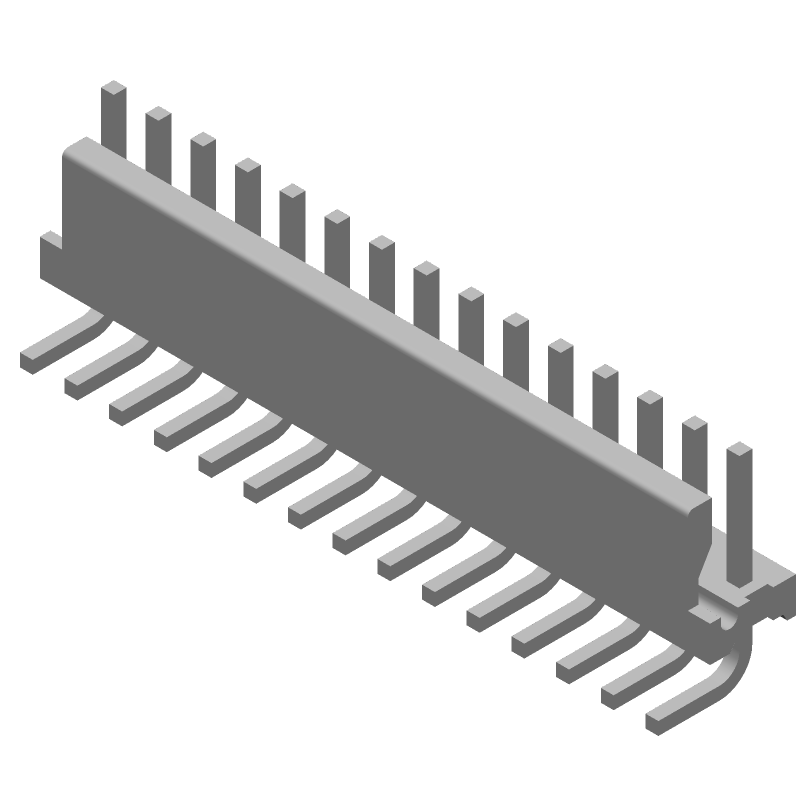 15 Pos Wire-to-Board Header, 7A, 600V, RA Thru-Hole, Solder