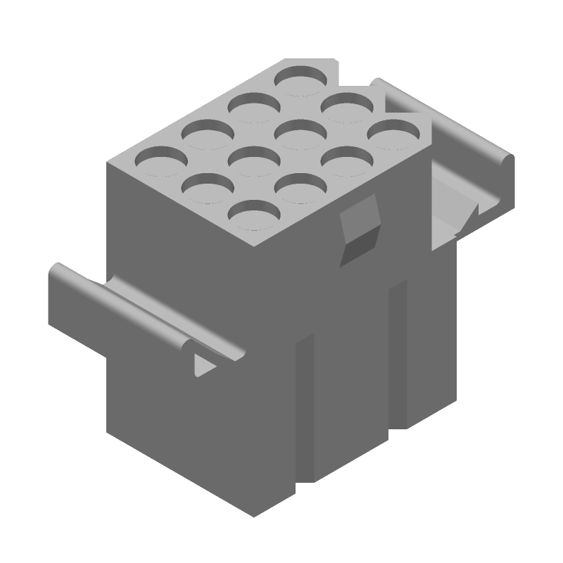 12 Pos Wire Housing, 250V, 13A, Straight, Panel Mount, Natural