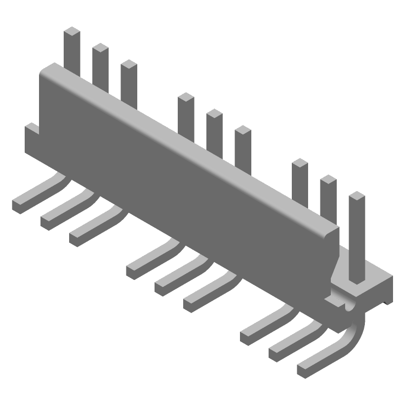 11 Pos Power Connector, 7A, 600V, RA, Through Hole, Tin