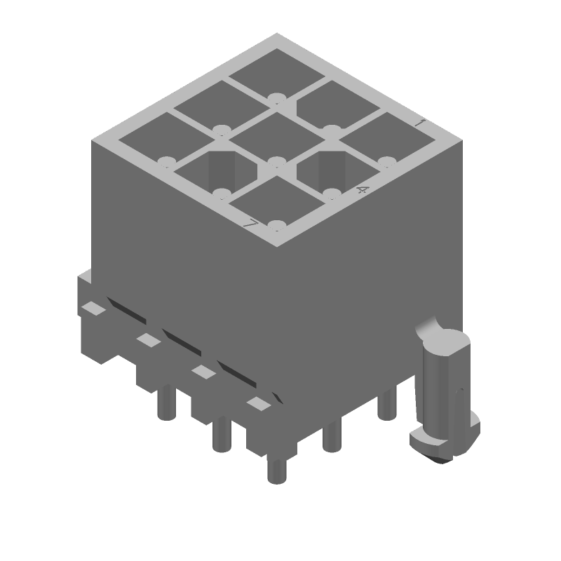 9 Pos Power Connector, 9.5A, 600V, Gold, Solder, Thru-Hole, Male
