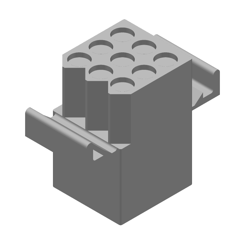 9 Pos Female Wire Housing, 250V, 13A, Straight Panel Mount