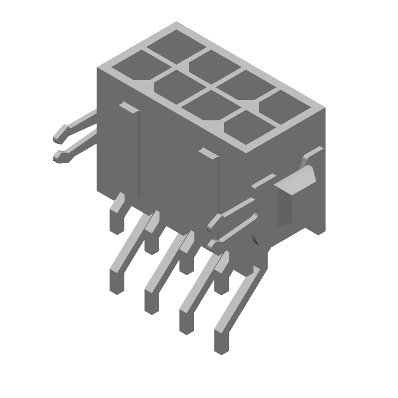 8 Pos Power Connector, 5A, 250V, Gold, RA SMD, Wire-to-Board