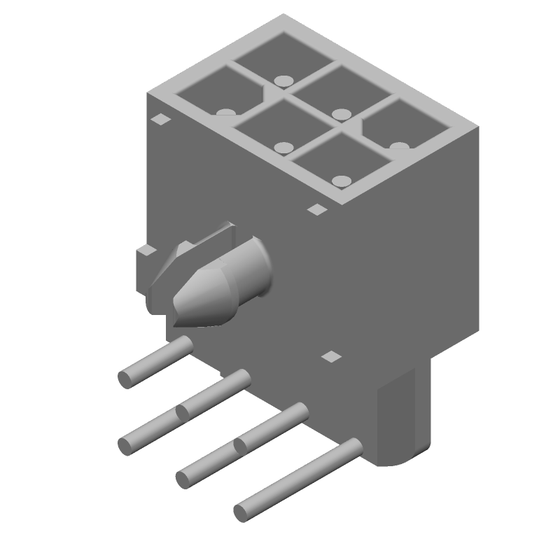 Power Connector, 6 Pos, 9.5A, 600V, RA Solder, Male, Gold