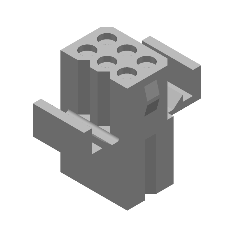 6 Pos Wire Housing, 19A, 600V, Crimp, Panel Mount, Natural
