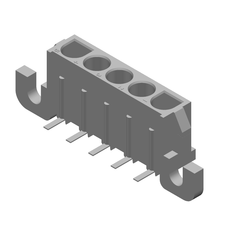 5 Pos Power Connector, 600V, 19A, 6.35mm Pitch, RA Solder Socket