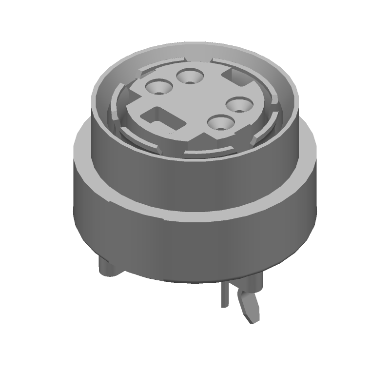 4 Pos Signal Circular Connector, Solder, Thru-Hole, Straight