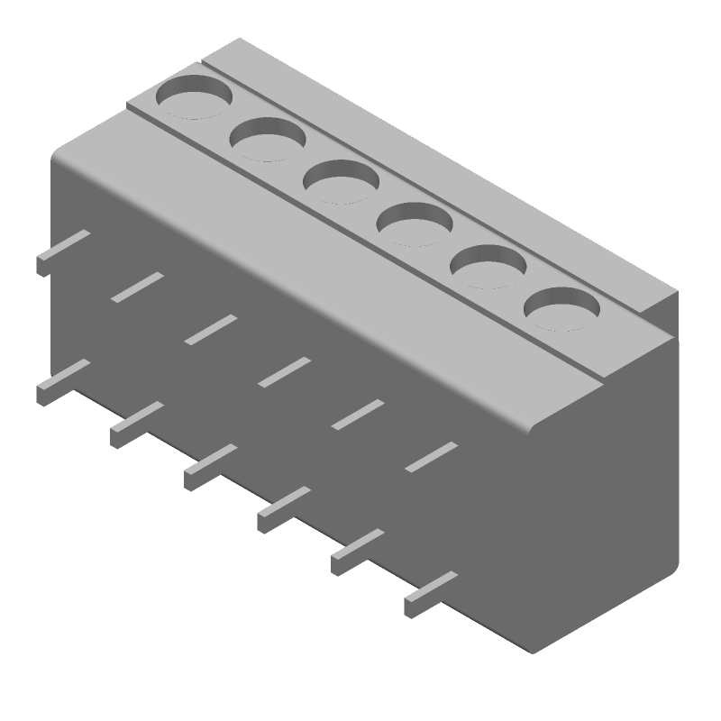 6 Pos 5mm RA Solder Terminal Block, 10A, 300V, UL94 V-0