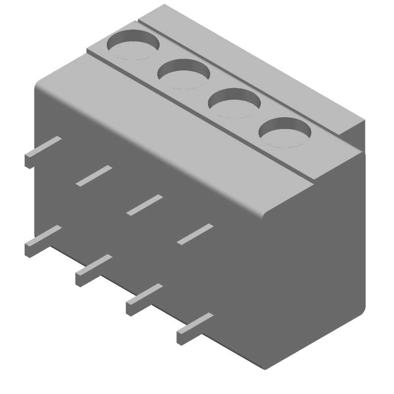 4 Pos Screwless Terminal Block, 5mm Pitch, 10A, 300V, Green