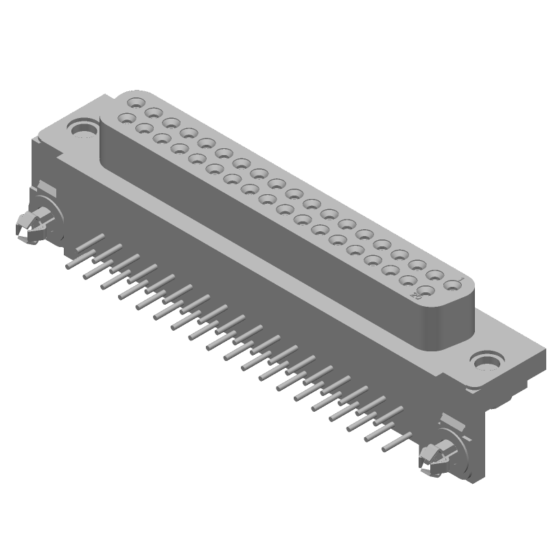 37 Pos Female D-Sub Connector, Right Angle, Gold/Tin/Lead Plating