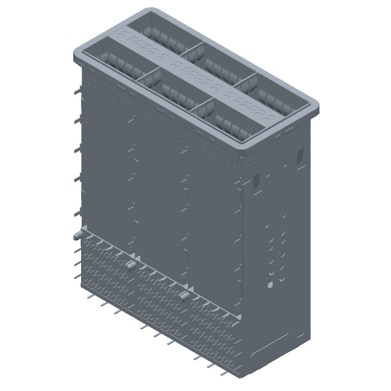 Conn zQSFP+ RCP 190 POS 2.4mm Press Fit RA Thru-Hole 190 Terminal 6 Port Box/Tray