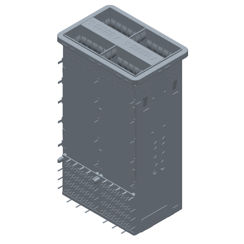 Conn zQSFP+ RCP 152 POS 2.4mm Press Fit RA Thru-Hole 152 Terminal 4 Port Box/Tray