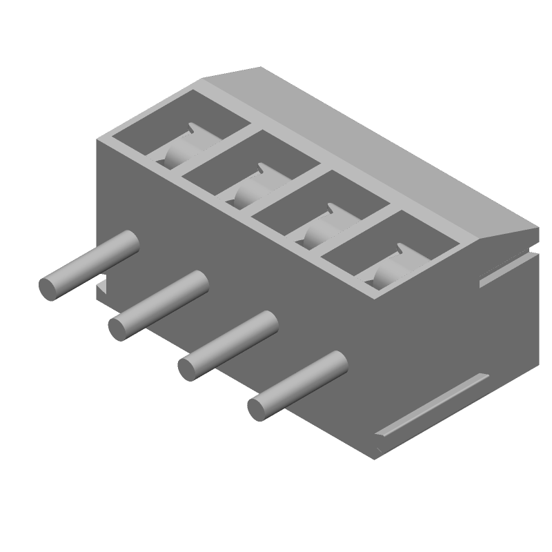 4 Pos 3.5mm Pitch Terminal Block, Straight, Solder, 7A, 250V, Blue