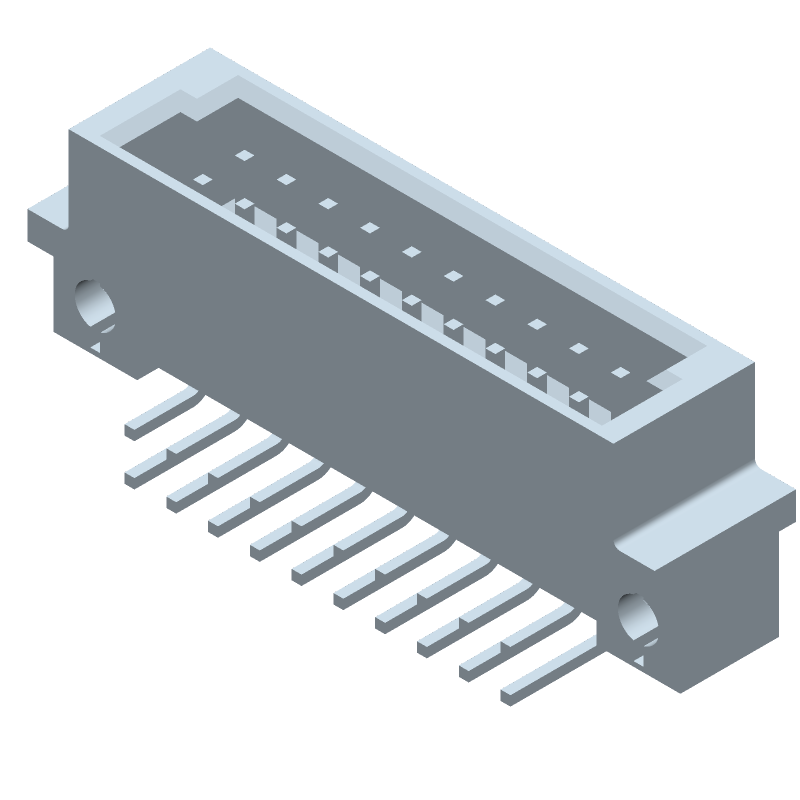20 Pos 2.54mm RA Solder Thru-Hole Backplane Connector