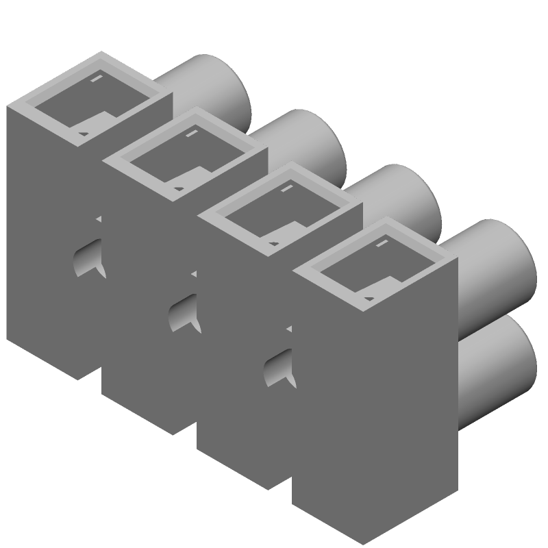 4 Pos Terminal Block, 30A, 250V, 8mm Pitch, Screw, Brass/Tin