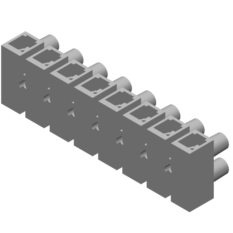 8 Pos Terminal Block, 65A, 300V, Screw, Cable Mount