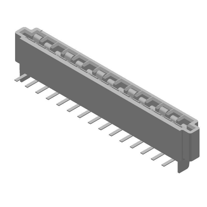 FFC/FPC Connector, 15 Pos, 2.54mm, Solder RA Thru-Hole