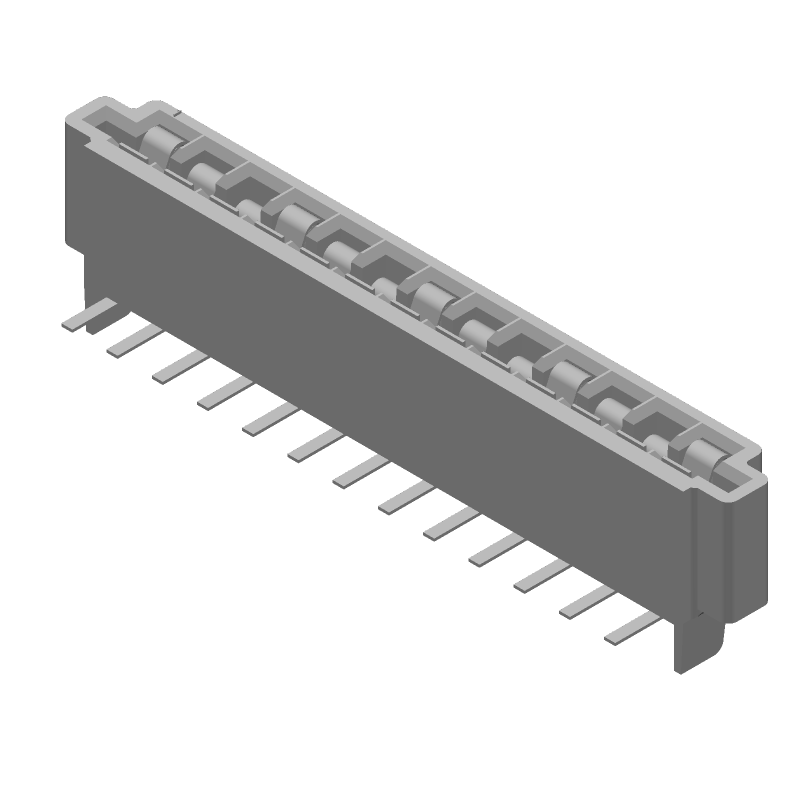 FFC/FPC Connector, 13 Pos, 2.54mm, RA Thru-Hole, Solder