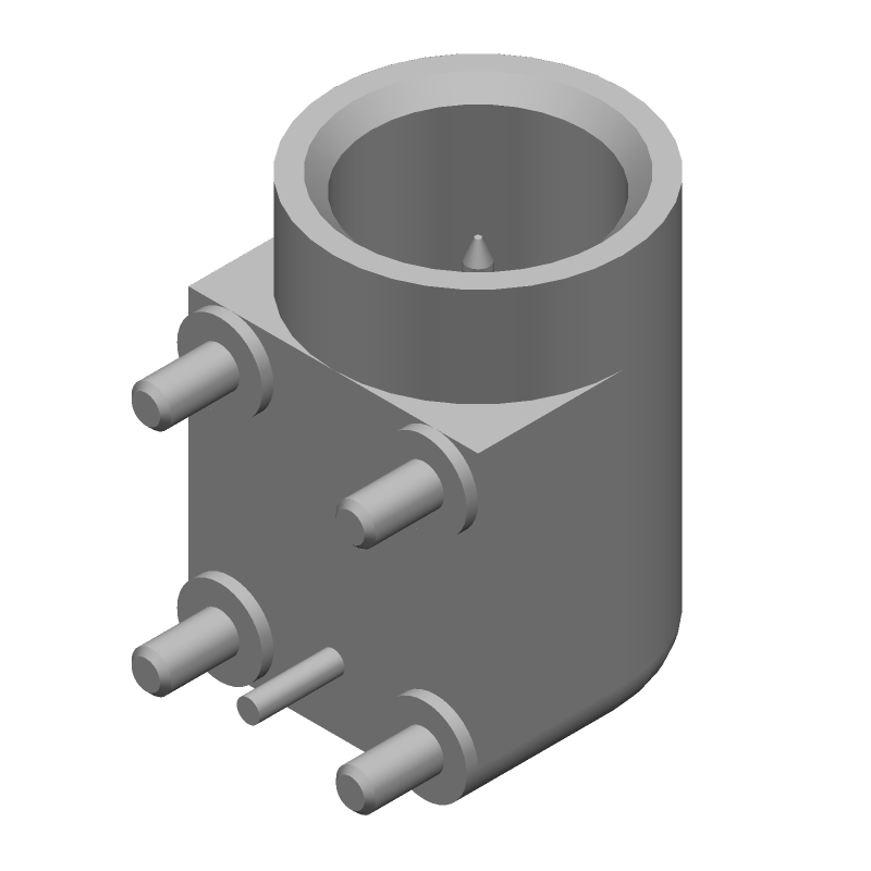 75R RF Coax Connector, G Type, Male, RA, Thru-Hole, Tin