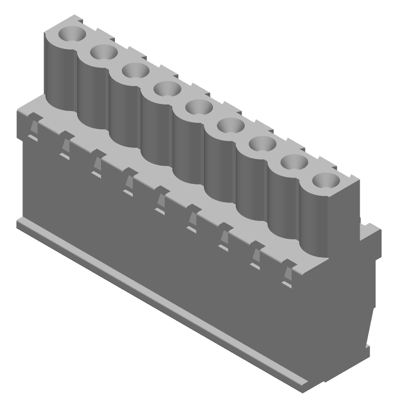 9 Pos Terminal Block, 5mm Pitch, 15A, 300V, Screw, Cable Mount