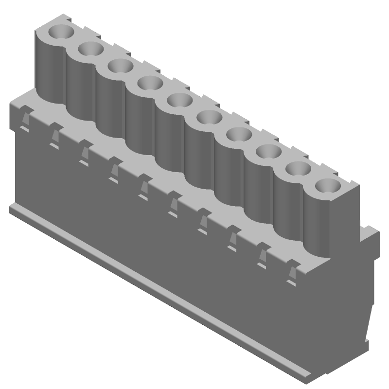 10 Pos 5mm Pitch Terminal Block, 15A, 300V, Screw, Cable Mount