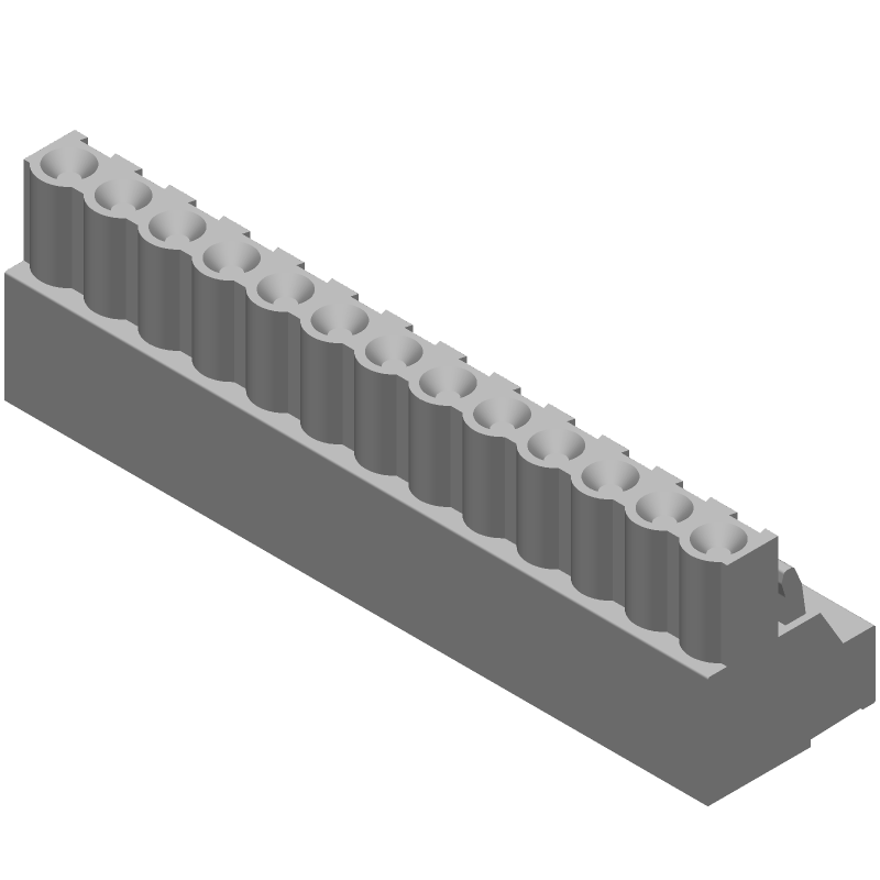 7 Pos Terminal Block, 15A, 600V, RA, Screw, Green