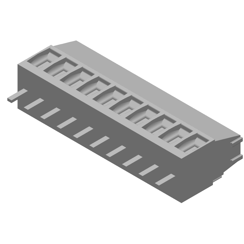 10 Pos 3.5mm Pitch Terminal Block, 12A, 300V, Solder, Thru-Hole, Green