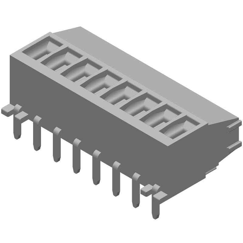 8 Pos 3.5mm RA Terminal Block, 12A, 300V, Thru-Hole