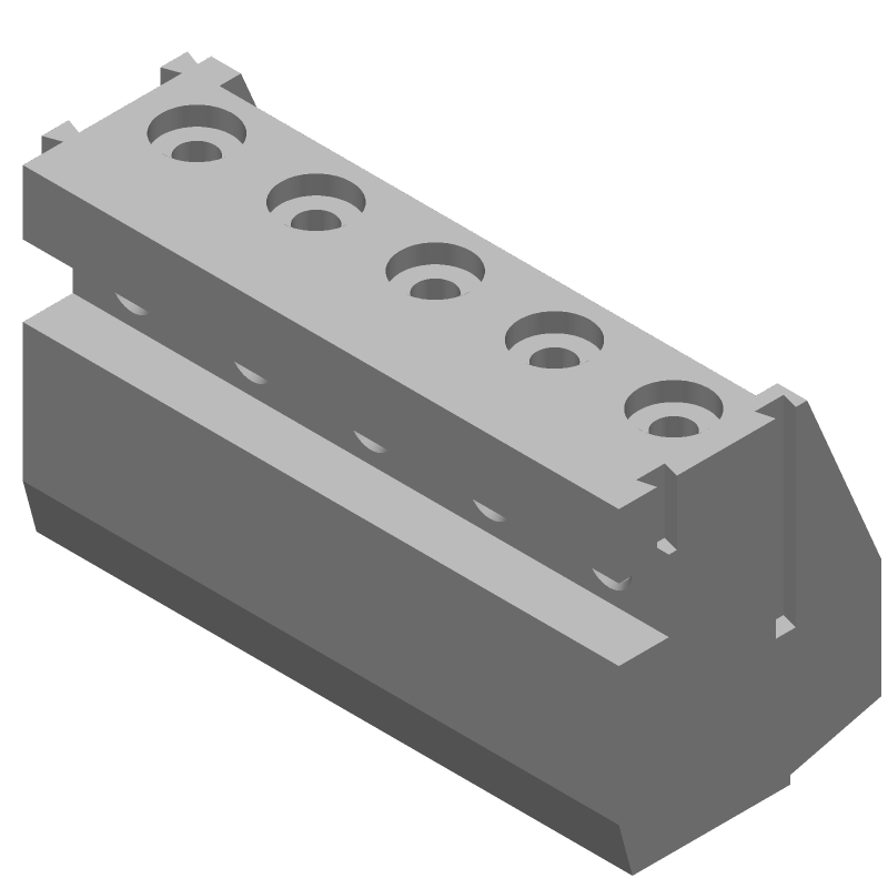 5 Pos 5mm Pitch Terminal Block, 10A, 300V, RA Thru-Hole, Blue