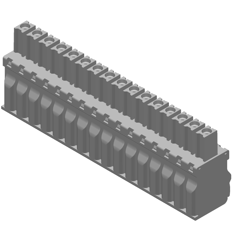 16 Pos 3.5mm Pitch Push-In Terminal Block, 300V, 11A, Green